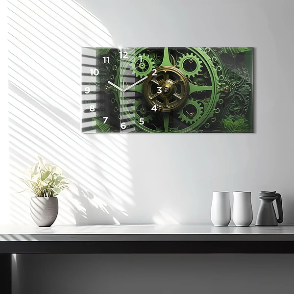 Horizontale Uhr mit motiv Grüner Mechanismus