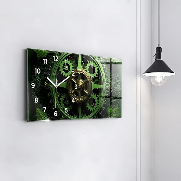 Horizontale Uhr mit motiv Grüner Mechanismus