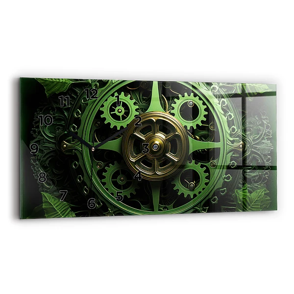 Horizontale Uhr mit motiv Grüner Mechanismus