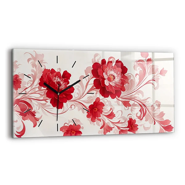 Horizontale Uhr Rote Blumen