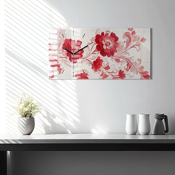 Horizontale Uhr Rote Blumen