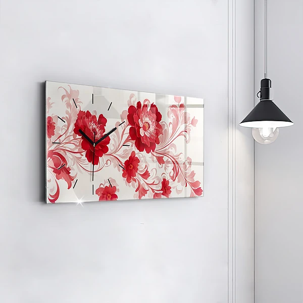 Horizontale Uhr Rote Blumen