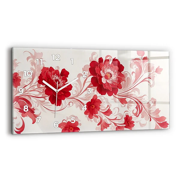 Horizontale Uhr Rote Blumen