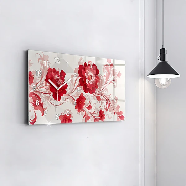 Horizontale Uhr Rote Blumen
