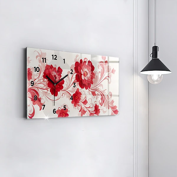 Horizontale Uhr Rote Blumen