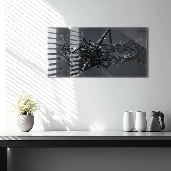 Horizontale Uhr mit motiv Schwarze Abstraktion