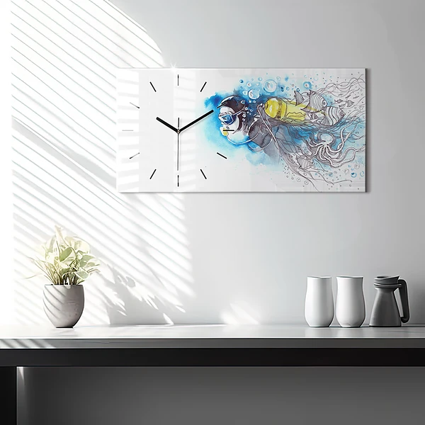 Horizontale Uhr mit motiv Unterwasserleben von Fischen