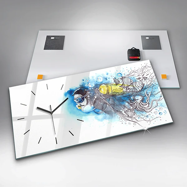 Horizontale Uhr mit motiv Unterwasserleben von Fischen