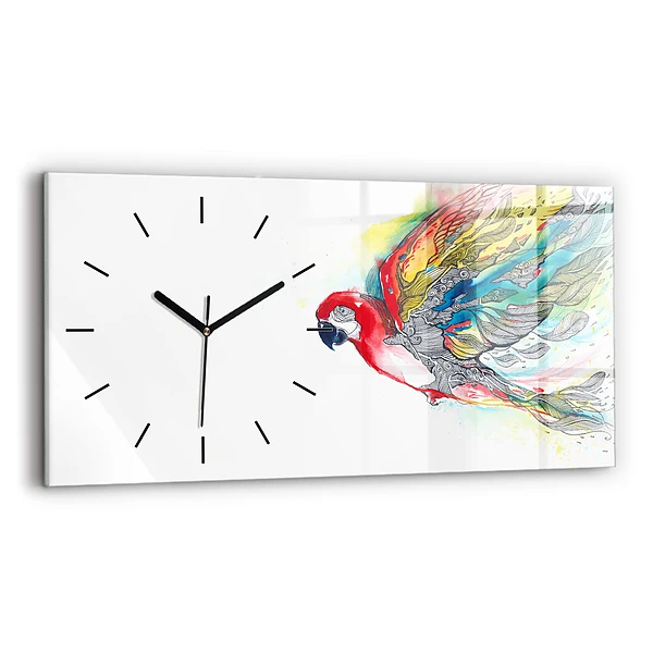Horizontale Uhr Bunter Papagei im Flug