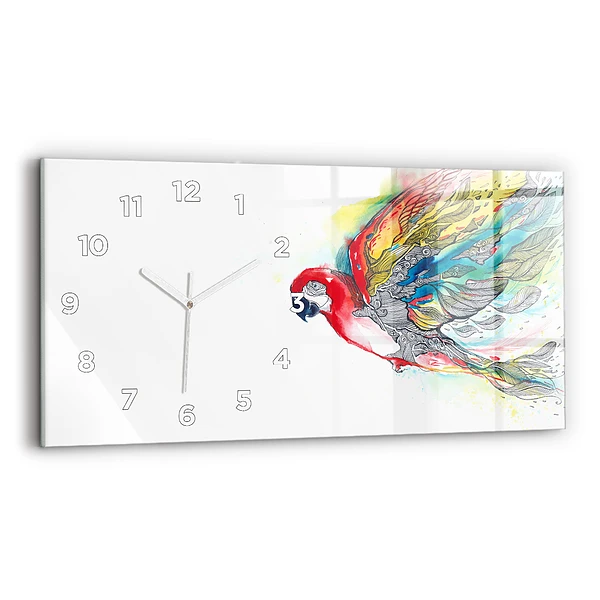 Horizontale Uhr Bunter Papagei im Flug