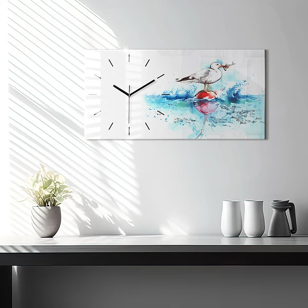 Horizontale Uhr Bemalte Möwe