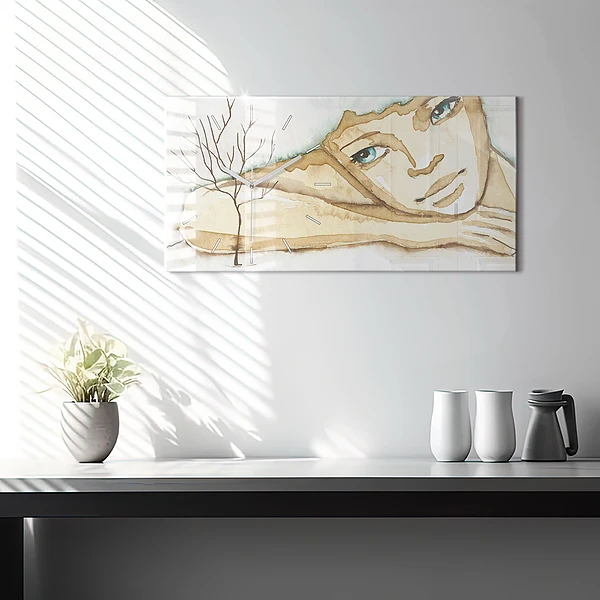 Horizontale Uhr mit motiv Porträt einer Frau