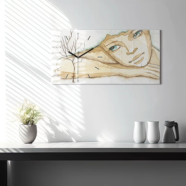 Horizontale Uhr mit motiv Porträt einer Frau