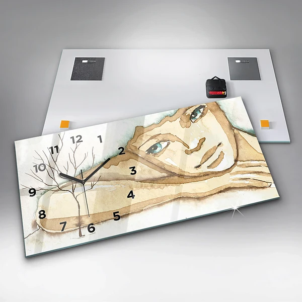 Horizontale Uhr mit motiv Porträt einer Frau