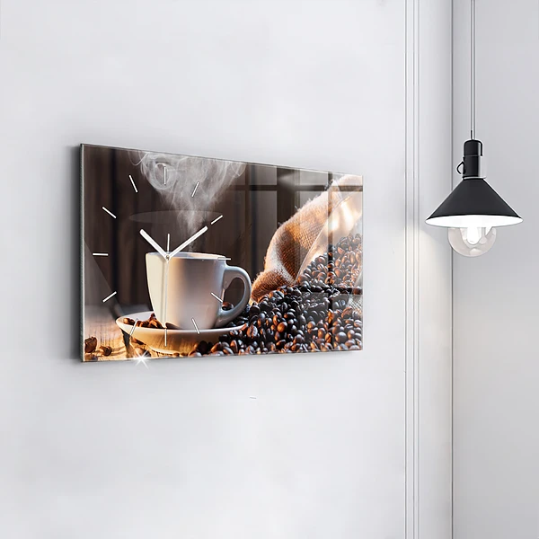 Horizontale Uhr Tasse Kaffee