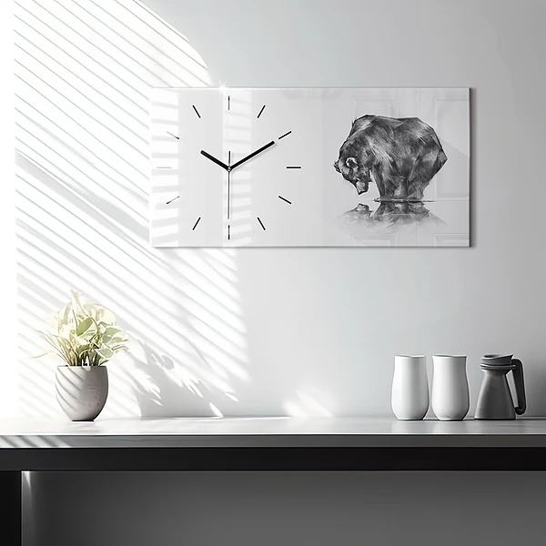 Horizontale Uhr mit motiv Zeichnender Bär