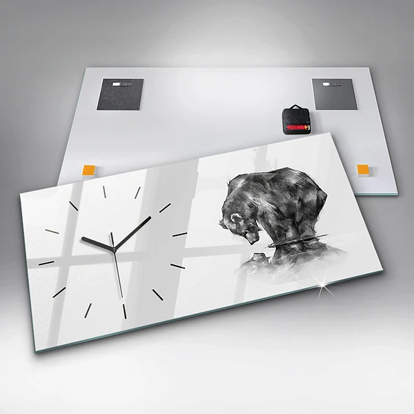 Horizontale Uhr mit motiv Zeichnender Bär