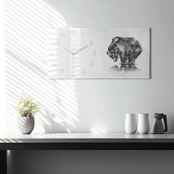 Horizontale Uhr mit motiv Zeichnender Bär