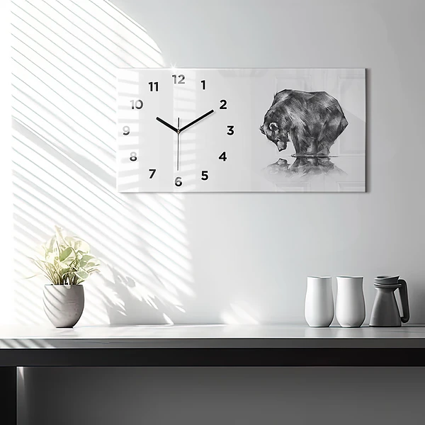 Horizontale Uhr mit motiv Zeichnender Bär