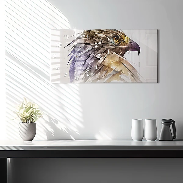 Horizontale Uhr Raubvogel