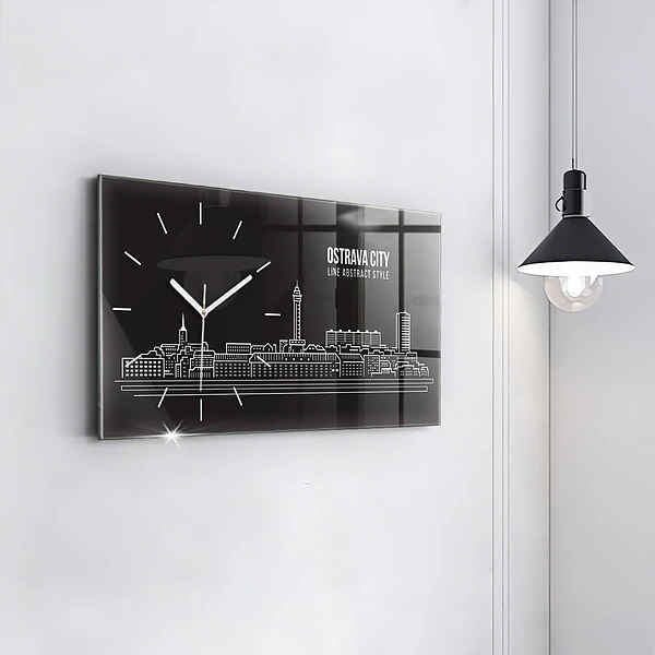 Horizontale Uhr mit motiv Zeichnung der Stadt Ostrau