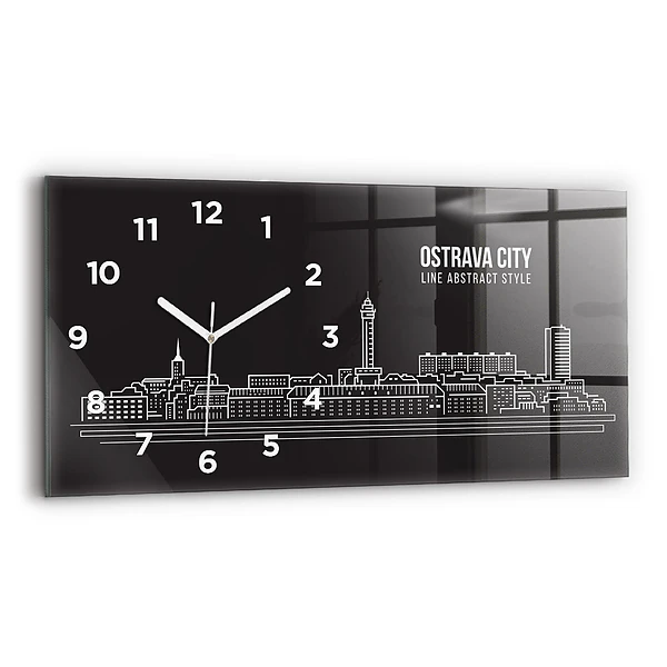 Horizontale Uhr mit motiv Zeichnung der Stadt Ostrau