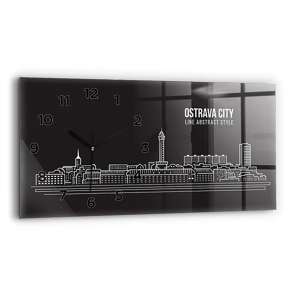 Horizontale Uhr mit motiv Zeichnung der Stadt Ostrau