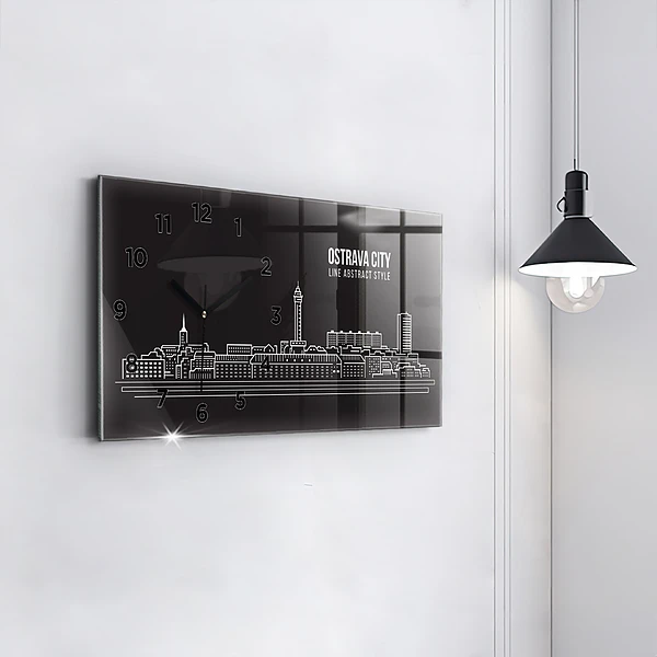 Horizontale Uhr mit motiv Zeichnung der Stadt Ostrau