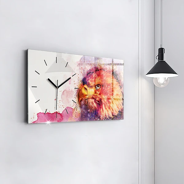 Horizontale Uhr mit motiv Aquarell Hintergrund eines Adlers
