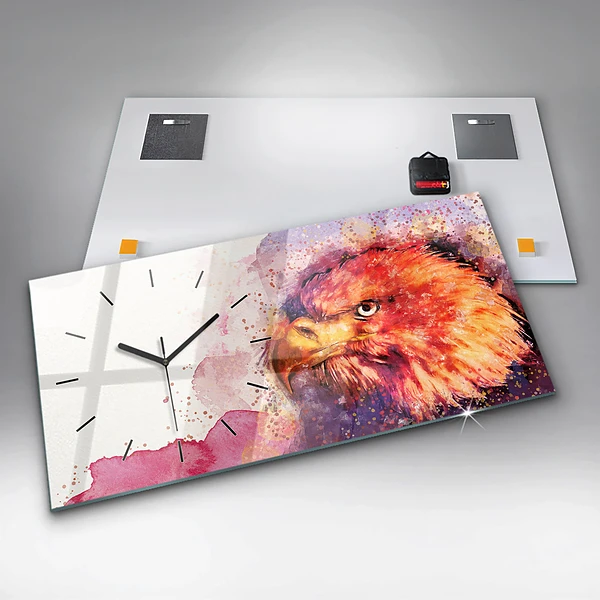 Horizontale Uhr mit motiv Aquarell Hintergrund eines Adlers