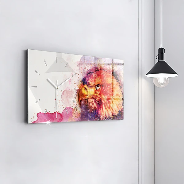 Horizontale Uhr mit motiv Aquarell Hintergrund eines Adlers