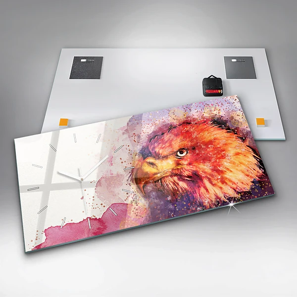 Horizontale Uhr mit motiv Aquarell Hintergrund eines Adlers