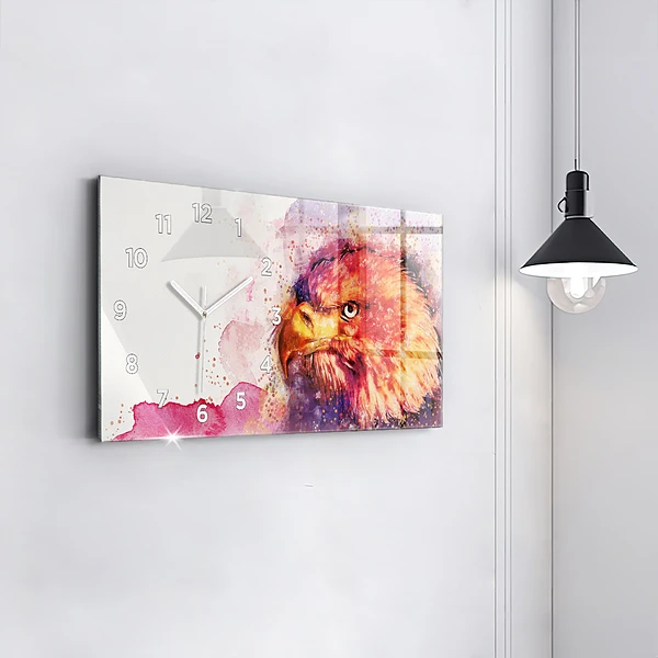 Horizontale Uhr mit motiv Aquarell Hintergrund eines Adlers