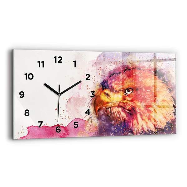 Horizontale Uhr mit motiv Aquarell Hintergrund eines Adlers