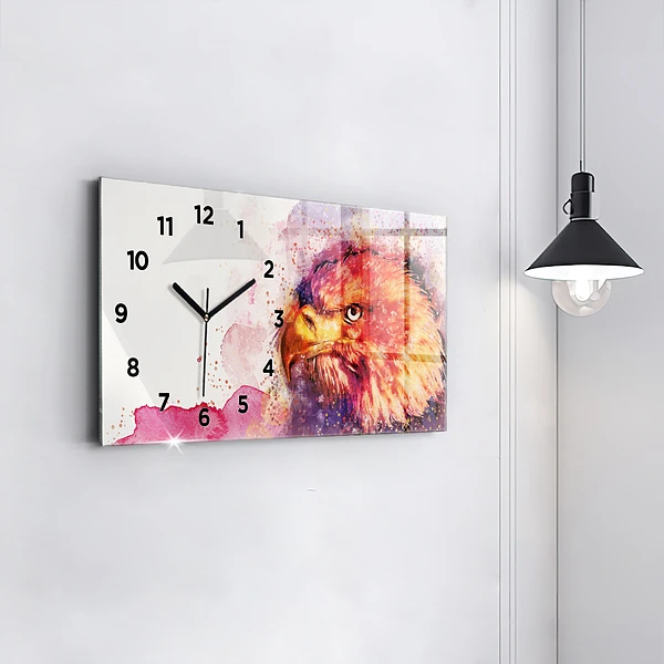 Horizontale Uhr mit motiv Aquarell Hintergrund eines Adlers