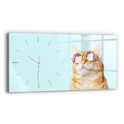 Horizontale Uhr mit motiv Lustige Katze mit Brille