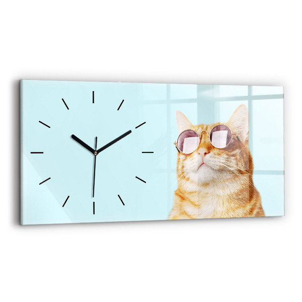 Horizontale Uhr mit motiv Lustige Katze mit Brille