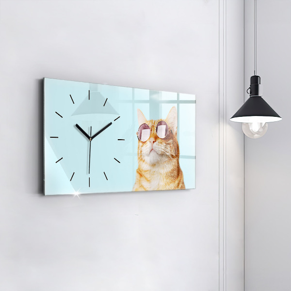 Horizontale Uhr mit motiv Lustige Katze mit Brille
