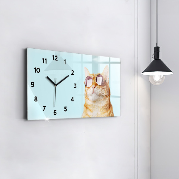 Horizontale Uhr mit motiv Lustige Katze mit Brille