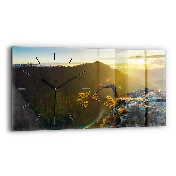 Horizontale Uhr Sonnenuntergang über den Bergen