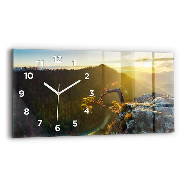 Horizontale Uhr Sonnenuntergang über den Bergen