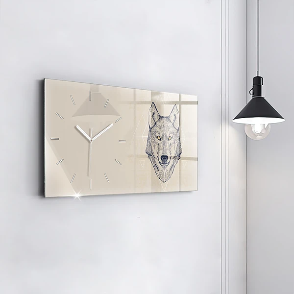 Horizontale Uhr mit motiv Wolfskopf