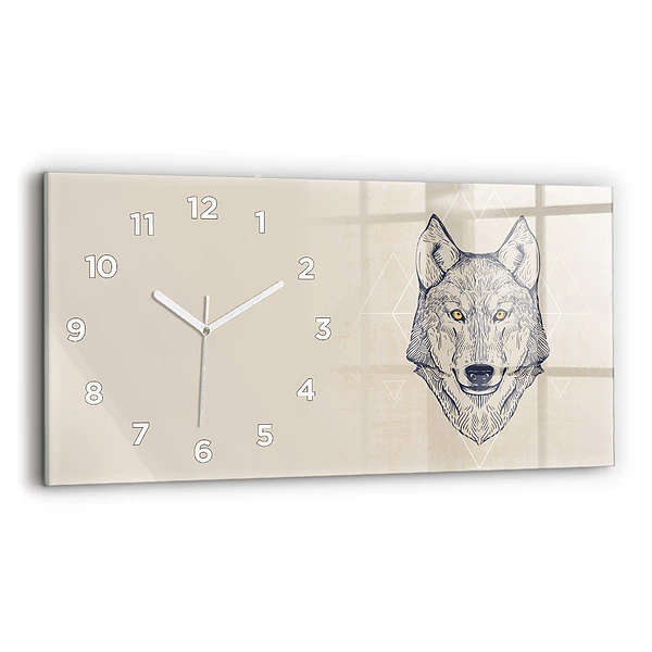 Horizontale Uhr mit motiv Wolfskopf
