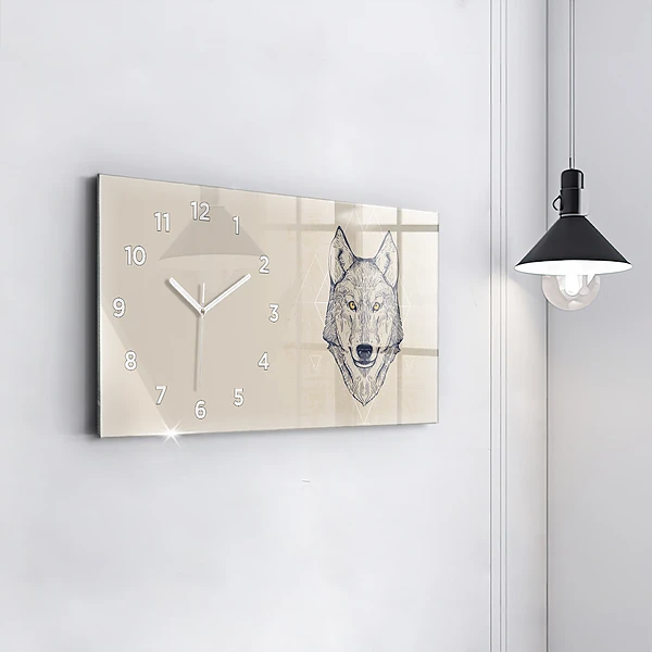 Horizontale Uhr mit motiv Wolfskopf