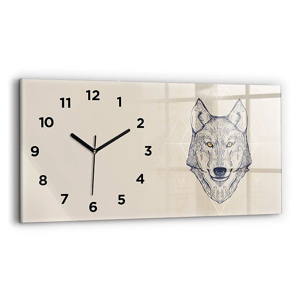 Horizontale Uhr mit motiv Wolfskopf