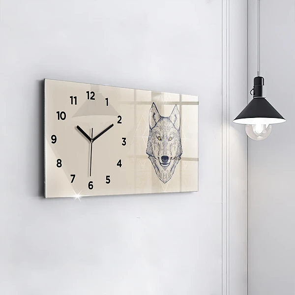 Horizontale Uhr mit motiv Wolfskopf