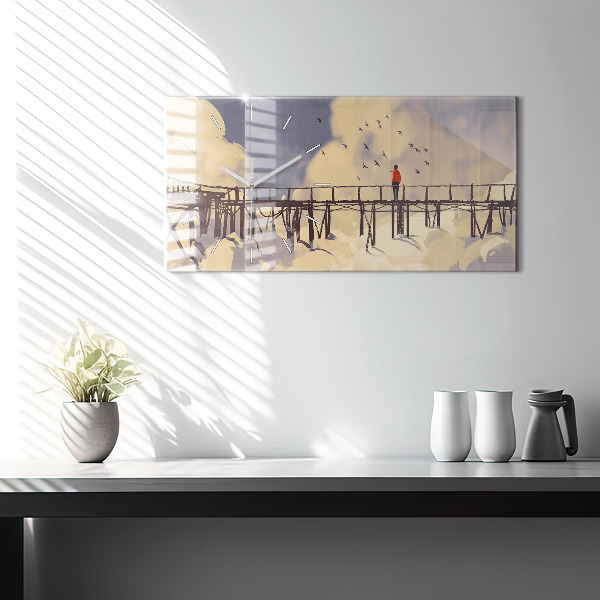 Horizontale Uhr mit motiv Mann auf einer alten Brücke