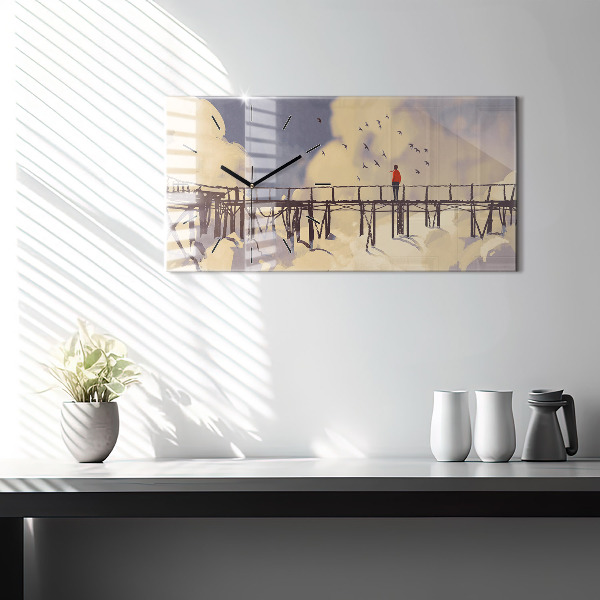 Horizontale Uhr mit motiv Mann auf einer alten Brücke