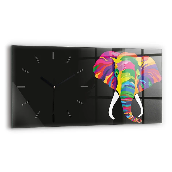 Horizontale Uhr Bunter Elefant