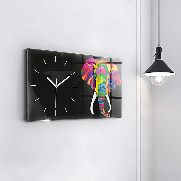 Horizontale Uhr Bunter Elefant